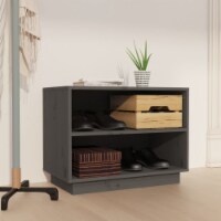 vidaXL Shoe Cabinet Gray 23.6 x13.4 x17.7 Solid Wood Pine