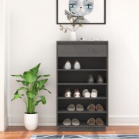 vidaXL Shoe Cabinet Gray 23.6 x13.4 x41.3 Solid Wood Pine