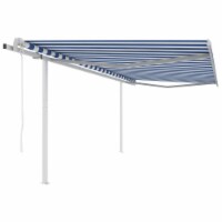 vidaXL Automatic Retractable Awning with Posts 13.1'x9.8' Blue&White