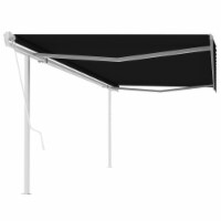 vidaXL Automatic Retractable Awning with Posts 16.4'x9.8' Anthracite