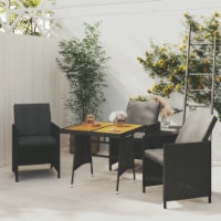 vidaXL Patio Table Black 27.6 x27.6 x28.3 Poly Rattan & Solid Acacia Wood