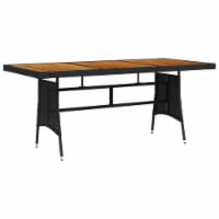 vidaXL Patio Table Black 63 x27.6 x28.3 Poly Rattan & Solid Acacia Wood