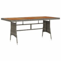 vidaXL Patio Table Gray 63 x27.6 x28.3  Poly Rattan & Solid Acacia Wood