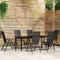 vidaXL 7 Piece Patio Dining Set Black