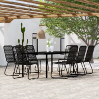 vidaXL 9 Piece Patio Dining Set Black