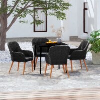 vidaXL 5 Piece Patio Dining Set with Cushions Black