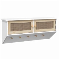 vidaXL Wall-mounted Coat Rack White Engineered Wood and Natural Rattan