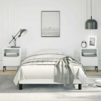 vidaXL Bed Frame with Headboard White 39.4 x79.9  Twin XL Faux Leather