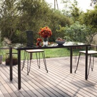 vidaXL Patio Dining Table Black 63 x31.5 x29.1 Steel and Tempered Glass