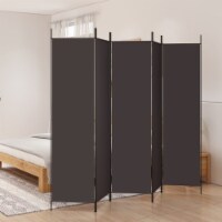 vidaXL 5-Panel Room Divider Brown 98.4 x78.7 Fabric