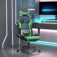 vidaXL Gaming Chair with Footrest Black and Green Faux Leather