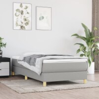 vidaXL Box Spring Bed with Mattress Light Gray 39.4 x74.8 Twin Fabric