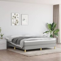 vidaXL Box Spring Bed with Mattress Light Gray 76 x79.9 King Fabric