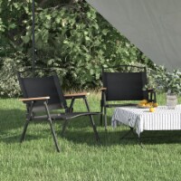 vidaXL Camping Chairs 2 pcs Black 21.3 x16.9 x23.2 Oxford Fabric