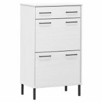 vidaXL Shoe Rack with Metal Legs White Solid Wood Pine OSLO