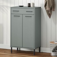 vidaXL Shoe Rack with Metal Legs Gray Solid Wood Pine OSLO
