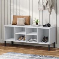 vidaXL Shoe Rack with Metal Legs White 41.7 x13.8 x17.7 Solid Wood OSLO