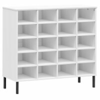 vidaXL Shoe Rack with Metal Legs White 37.4 x13.8 x34.3 Solid Wood OSLO