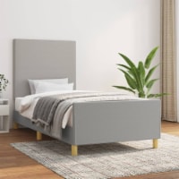 vidaXL Bed Frame with Headboard Light Gray 39.4 x74.8 Twin Fabric