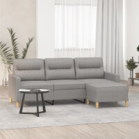 vidaXL 3-Seater Sofa with Footstool Light Gray 70.9 Fabric