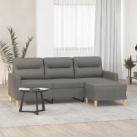 vidaXL 3-Seater Sofa with Footstool Dark Gray 70.9 Fabric