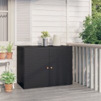 vidaXL Garden Storage Cabinet Black 39.4 x21.9 x31.5 Poly Rattan