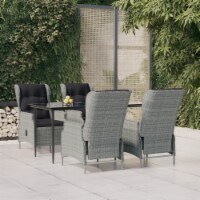 vidaXL 5 Piece Patio Dining Set Light Gray Poly Rattan
