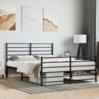 vidaXL Metal Bed Frame with Headboard and Footboard Black 59.8 x78.7