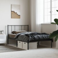 vidaXL Metal Bed Frame with Headboard Black 39.4 x74.8