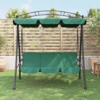 vidaXL Garden Swing Bench with Canopy Green 78 Fabric and Steel