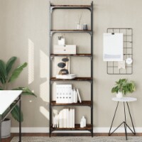 vidaXL Bookcase 6-Tier Smoked Oak 23.6 x11.8 x74 Engineered Wood Perspective: Main