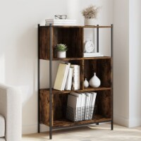 vidaXL Bookcase Smoked Oak 28.3 x11 x42.9 Engineered Wood Perspective: Main