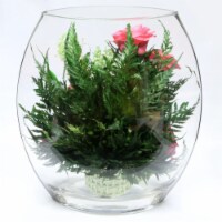 Fiora Flower Long-Lasting Pink Roses in a Sealed Glass Vase