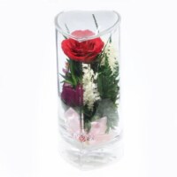 Fiora Flower Long-Lasting Red Rose with White Limoniums and Greenery in a Heart-Shaped Vase