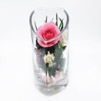 Fiora Flower Long-Lasting Pink Rose with White Limoniums and Greenery in a Heart-Shaped Vase