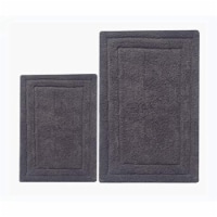 34, 24 Inch Rectangular Cotton Washable Bath Rug, Set of 2, Platinum Gray -Saltoro Sherpi