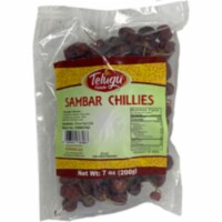 Telugu Sambhar Whole Chilli - Round Mundu Chilli - 200 Gm (7 Oz)