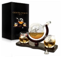 flybold Decanter Set - Whiskey Globe & 2 Glasses, 28 oz, Certified Safe, Great Gift for Men