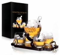 Flybold Globe Decanter & 4 Glasses Set - Whiskey, Brandy, Scotch & Bourbon