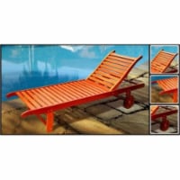 VIFAH Malibu Outdoor Wood Folding Sunbathing Chaise Lounge