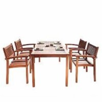 VIFAH  Malibu Outdoor 5-piece Wood Patio Dining Set with Stacking Chairs