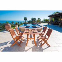 VIFAH  Malibu Outdoor 3-piece Wood Patio Dining Set with Curvy Leg Table &amp; Backless Bench