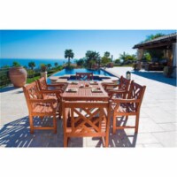 VIFAH  Malibu Outdoor 7-piece Wood Patio Dining Set