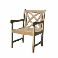VIFAH  Renaissance Outdoor Patio Hand-scraped Wood Garden Armchair