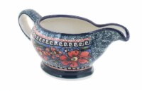 Blue Rose Polish Pottery Jungle Flower Gravy Boat