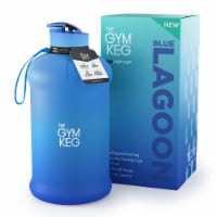 Half Gallon Sports Water Bottle w/Carry Handle, Ecofriendly, Leakproof (Blue Lagoon Gradient)