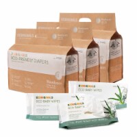 Ecoriginals Plant Based 3 Packs of Diapers + 3 Packs of Water Wipes | Newborn Size 0 | Perspective: Main