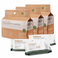 Ecoriginals Plant Based 3 Packs of Diapers + 3 Packs of Goat Wipes | Newborn Plus Size 1 |