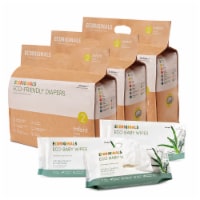 Ecoriginals Plant Based 3 Packs of Diapers + 3 Packs of Water Wipes | Infant Size 2 |