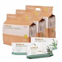 Ecoriginals Plant Based 3 Packs of Diapers + 3 Packs of Water Wipes | Infant Size 2 |